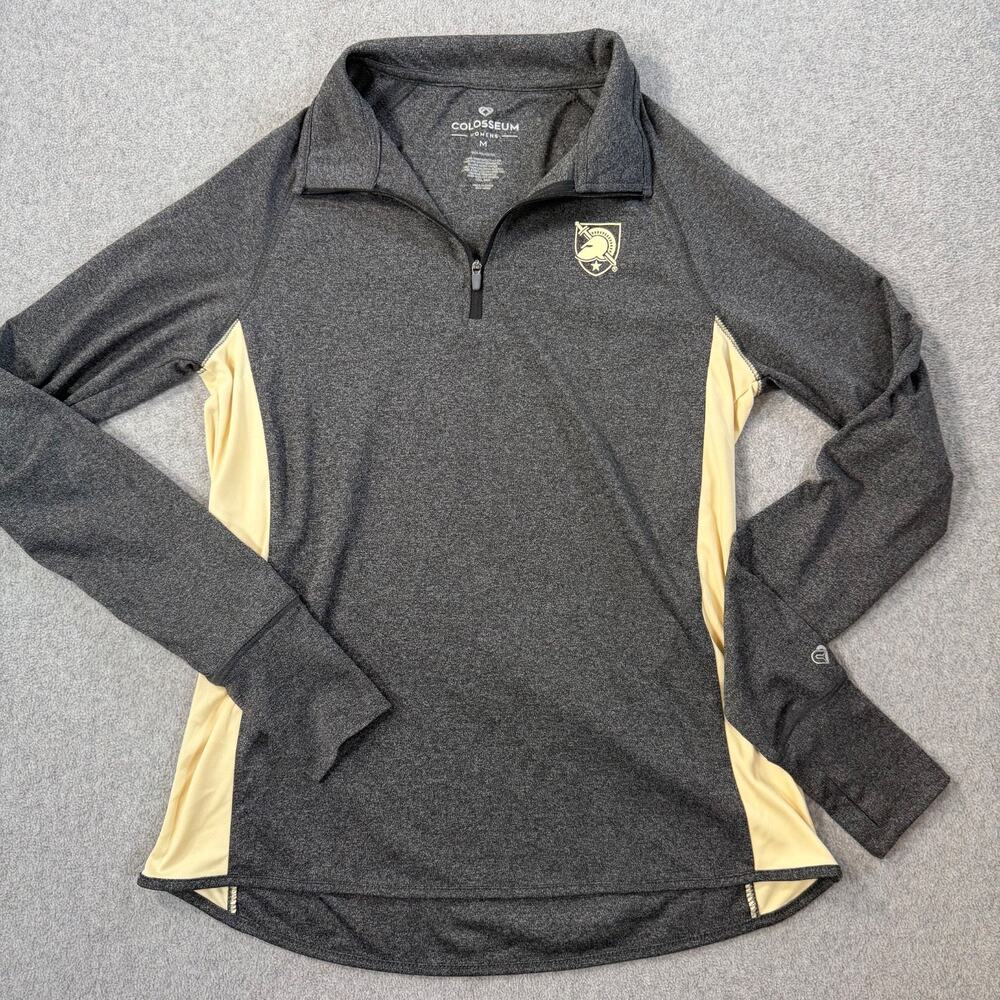 Army Football Colosseum Quarter Zip Pullover Women's Medium Gray Gold Lightweigh